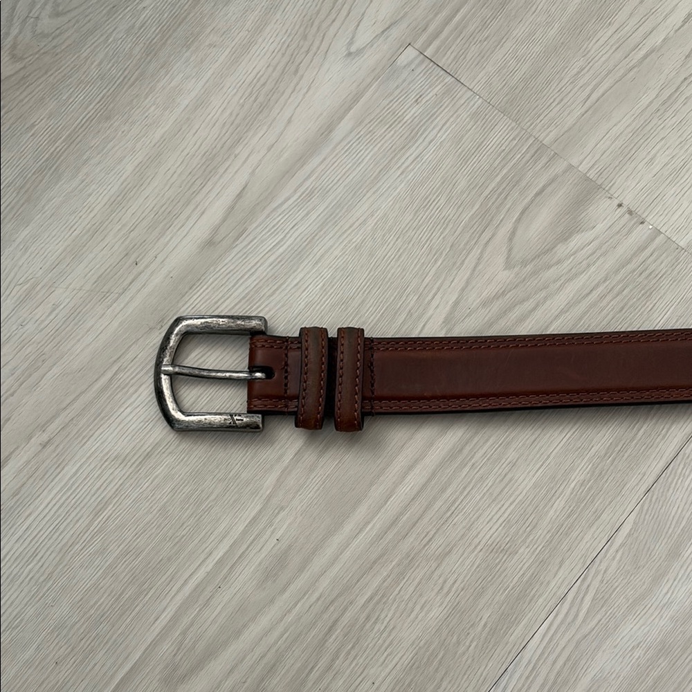HD XTREME WORK Brown Leather Belt with Silver Buckle